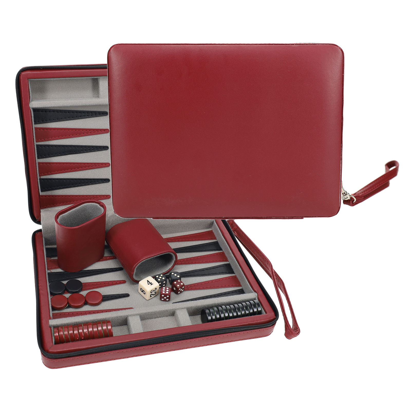 WE Games Magnetic Backgammon Set, Leatherette Case, Carrying Strap – Travel Size