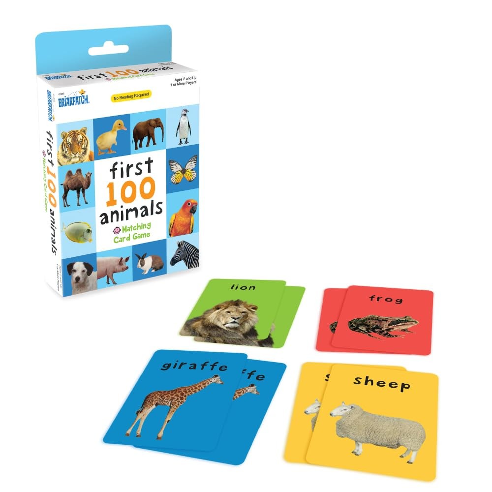 Matching Card Game First 100 Animals Preschool Learning Briarpatch Based Board
