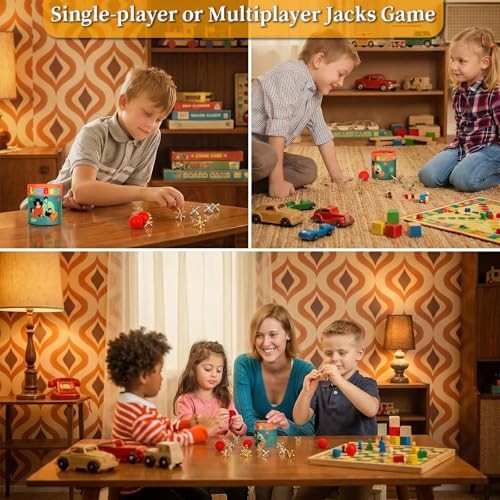 Metal Jacks Game Set Classic Retro Toy 10 Jacks 2 Balls Hand-Eye Coordination
