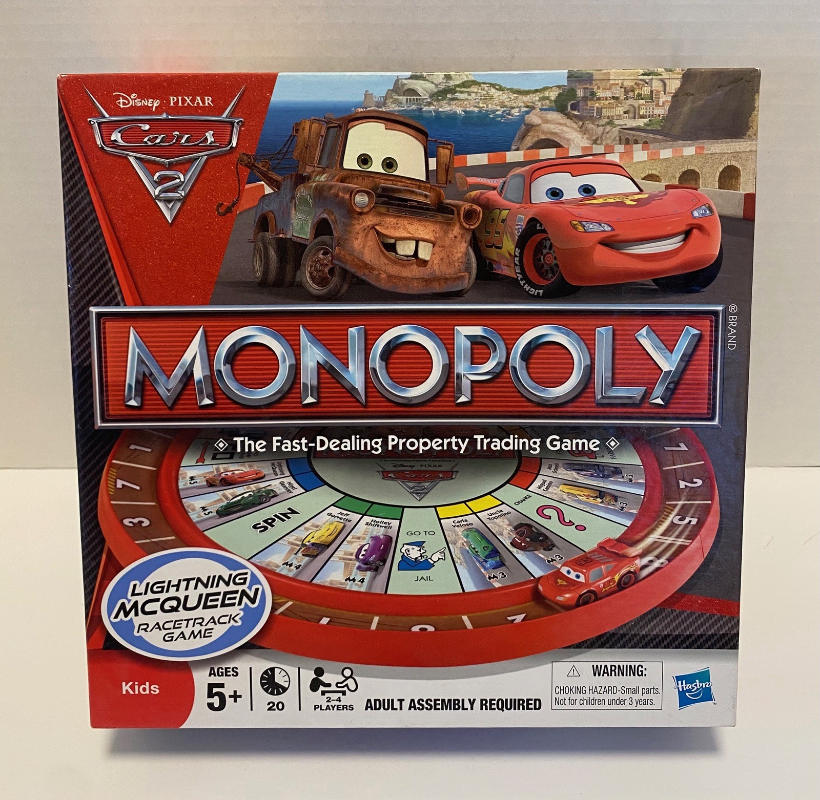Hasbro Disney Pixar Cars 2 Monopoly Complete 2011 Lightning McQueen Racetrack