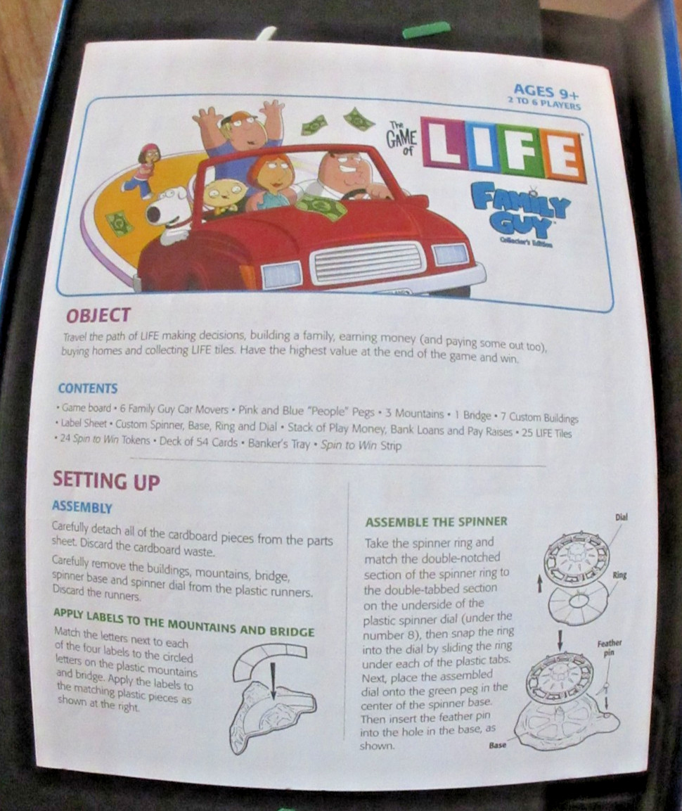 The Game Of Life Family Guy Collector’s Edition Board Game 2008 Complete