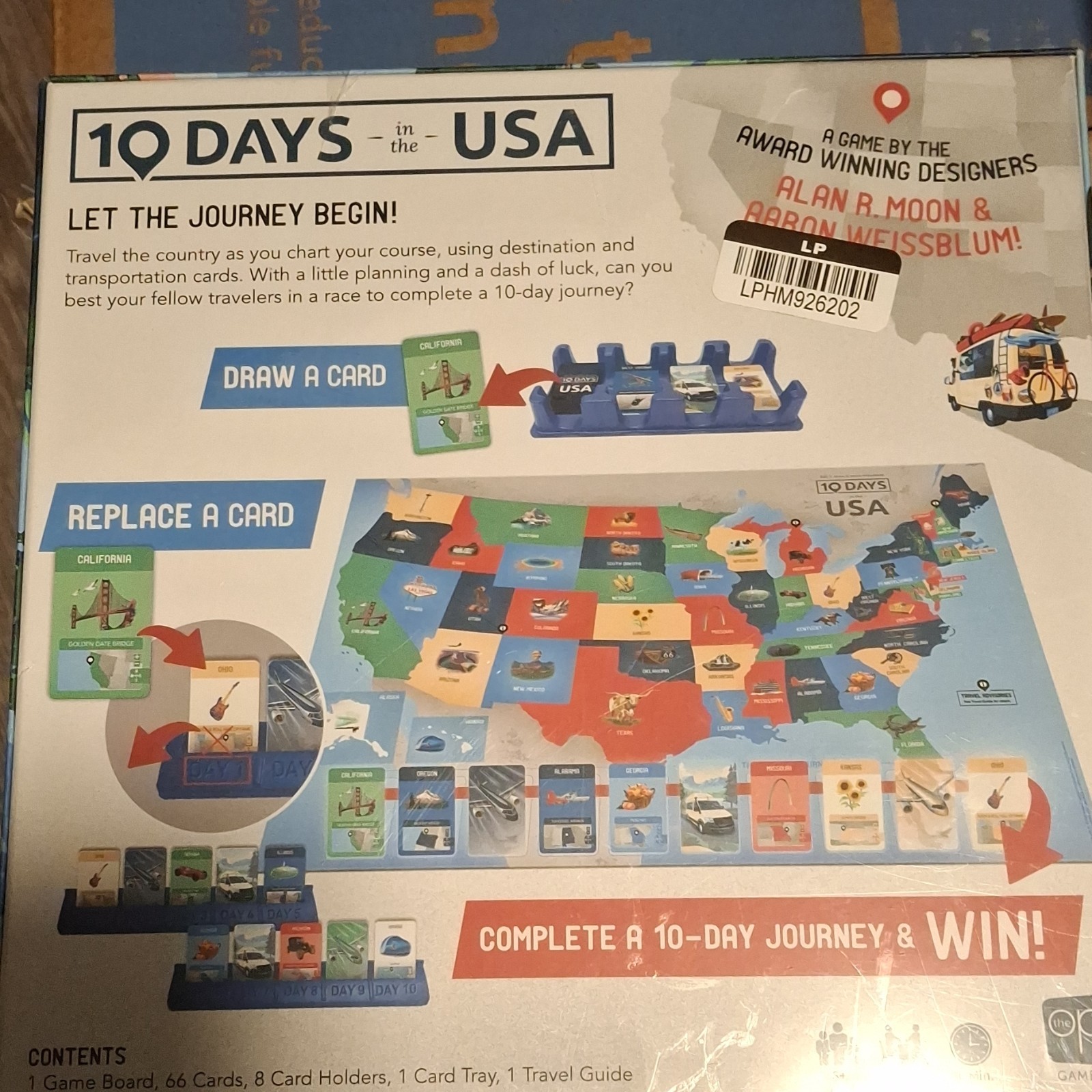 Gamewright 10 Days in the USA Board Game Maps Theme LPHM926202