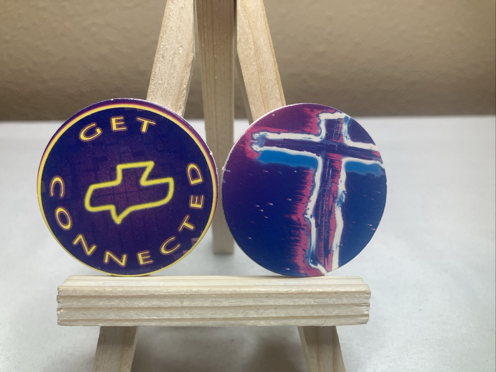 Vintage POGs Lot Of 30 Religious Christian Jesus Milk Caps w/Holder/Container