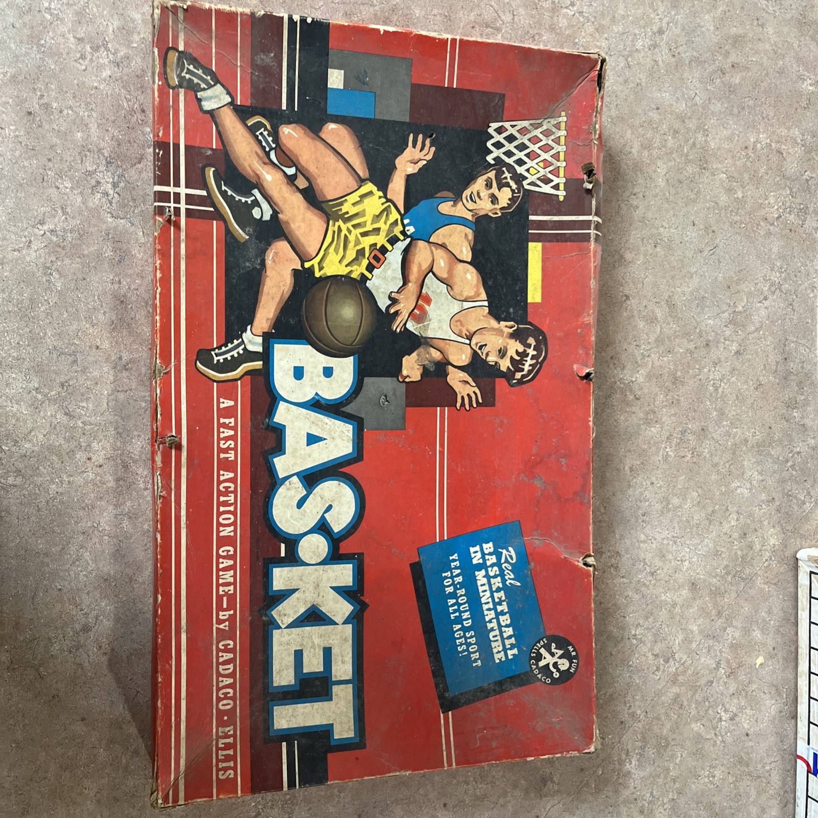 Vintage Cadaco Ellis Basketball Bas-ket 1960 Basket Action Board Game