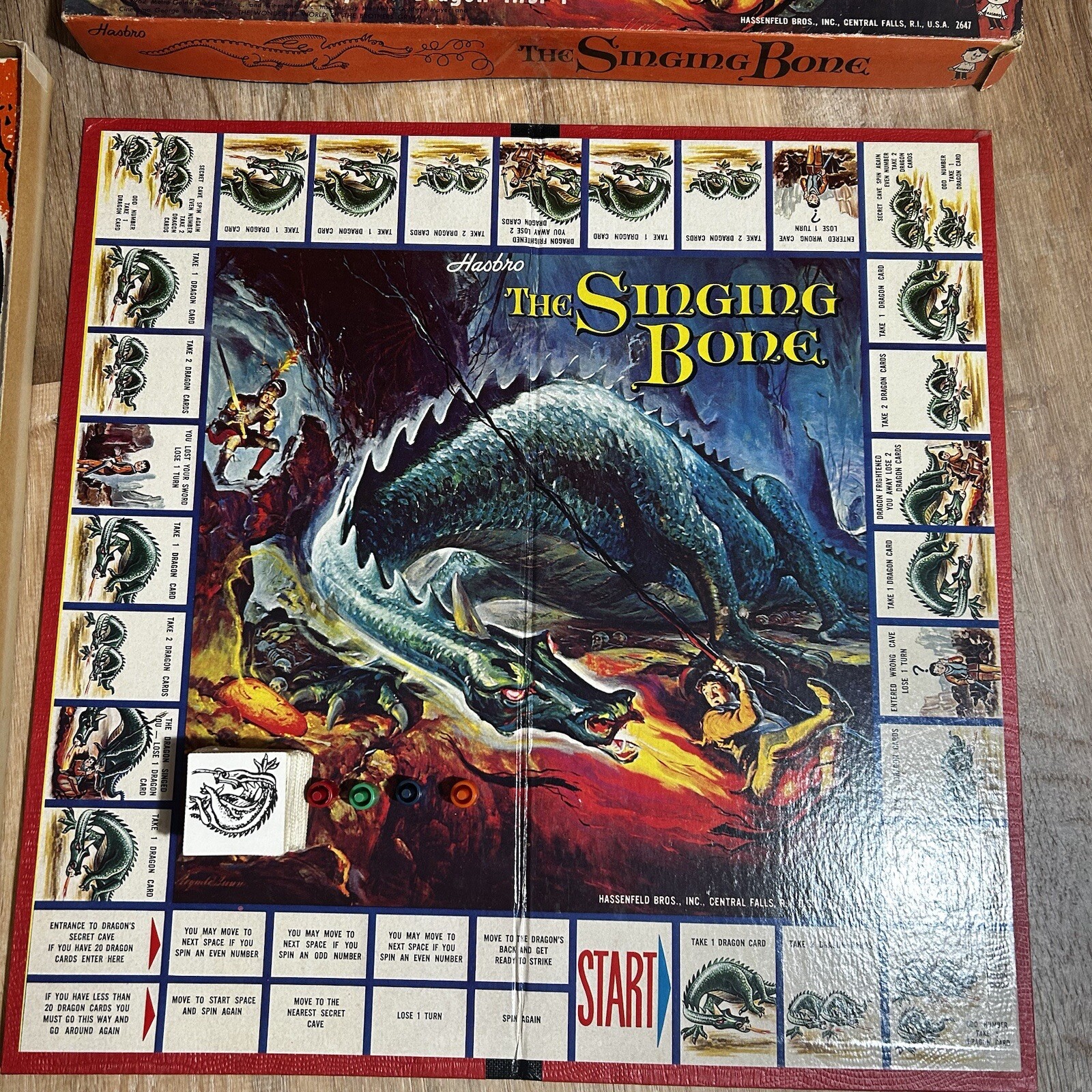 Hasbro The Singing Bone Dragon Board Game Hassenfeld Fantasy Vintage 1962 RARE