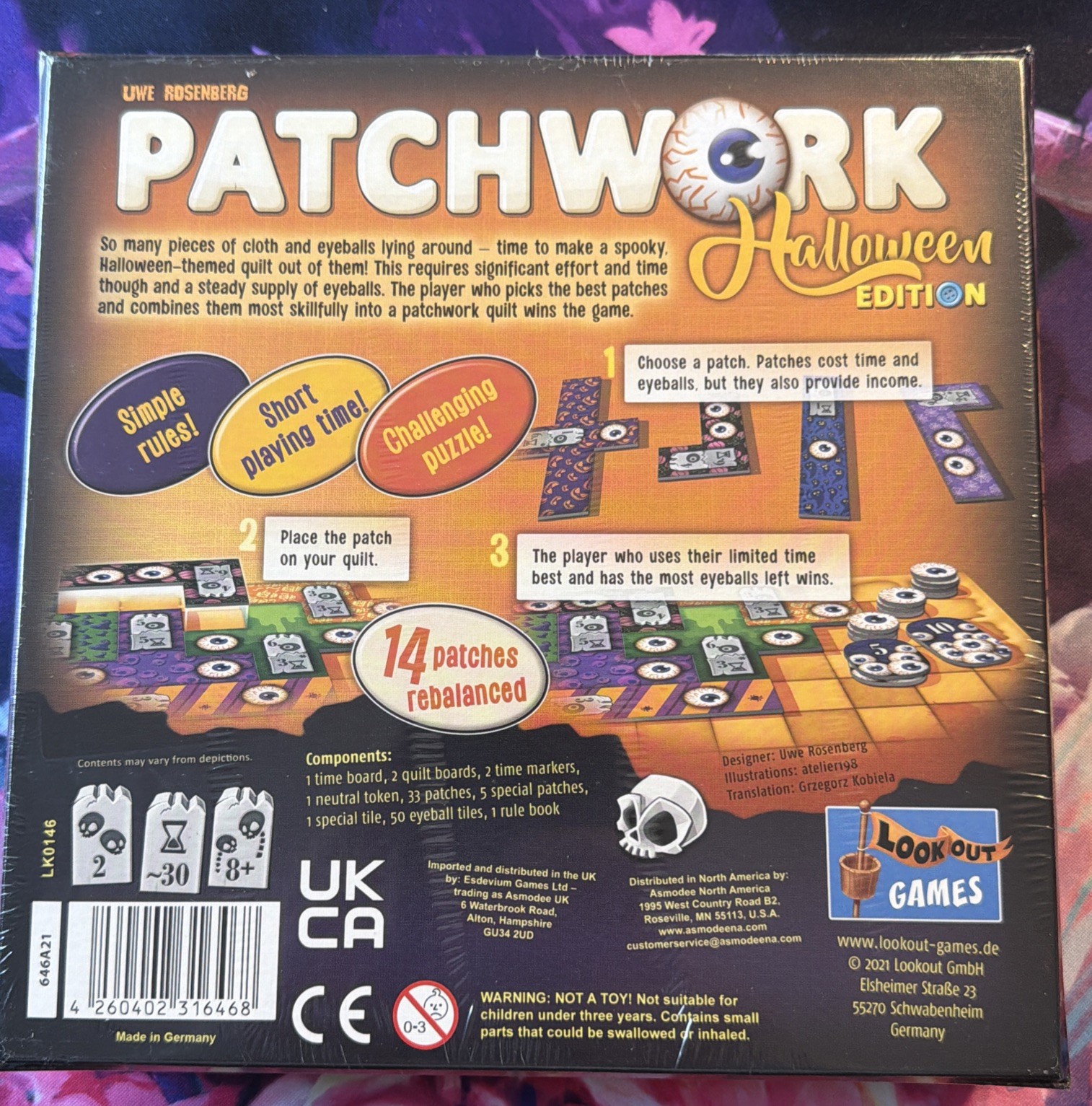 New Factory Sealed Patchwork Halloween Edition Uwe Rosenberg Lookout Games