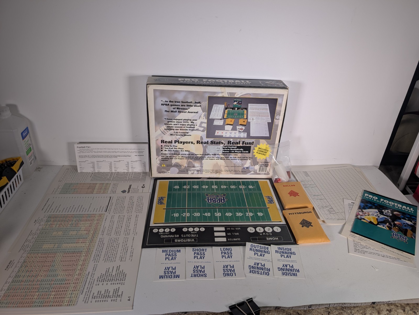 Partial APBA Pro Football Limited Edition Game 1994-95 (Dallas & Pittsburgh)
