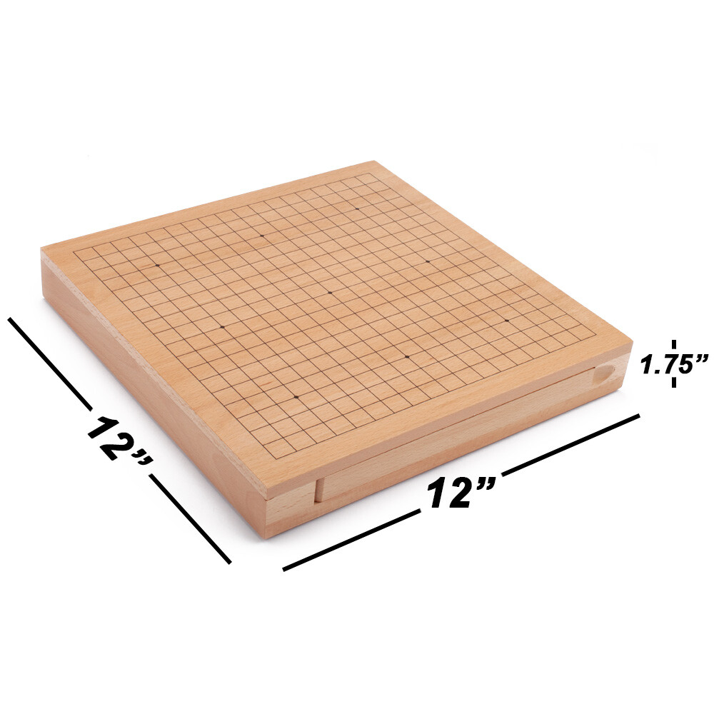 12-Inches Wooden Go Board Game Set with Drawers, Goban Game Board with Stones