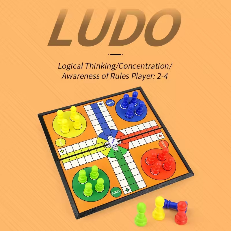 Ludo Game Set Strategy Game Parent Interaction with Foldable Board Travel Family