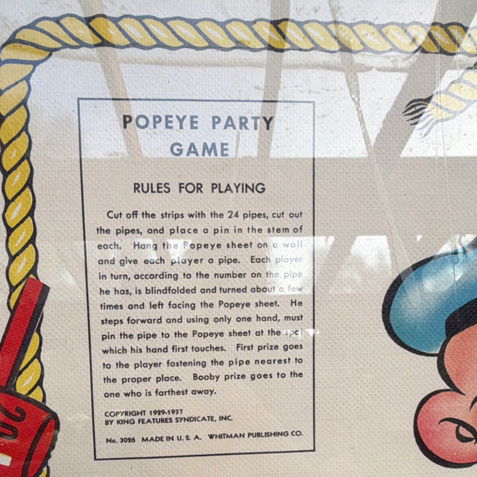 Whitman Publishing Co. Popeye Party Game 1937 Cartoons & TV Characters