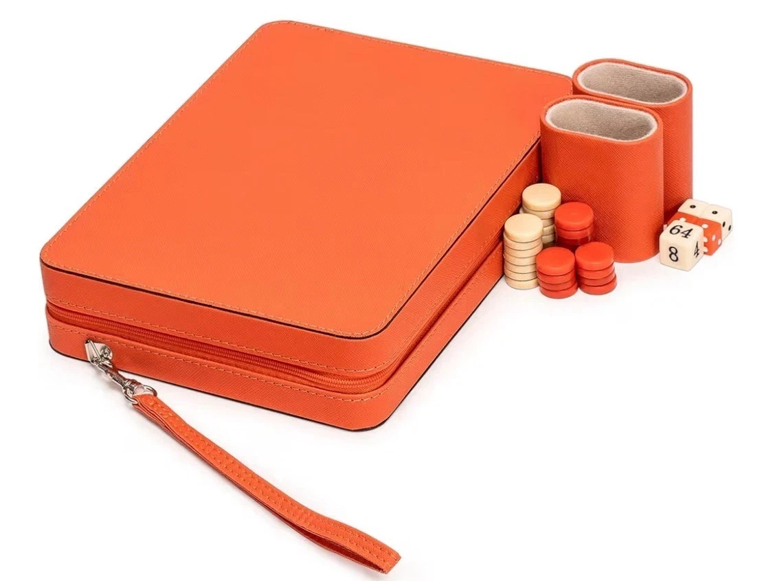 Yellow Mountain Imports Travel Magnetic Leatherette Backgammon Mini Game Set, Bo