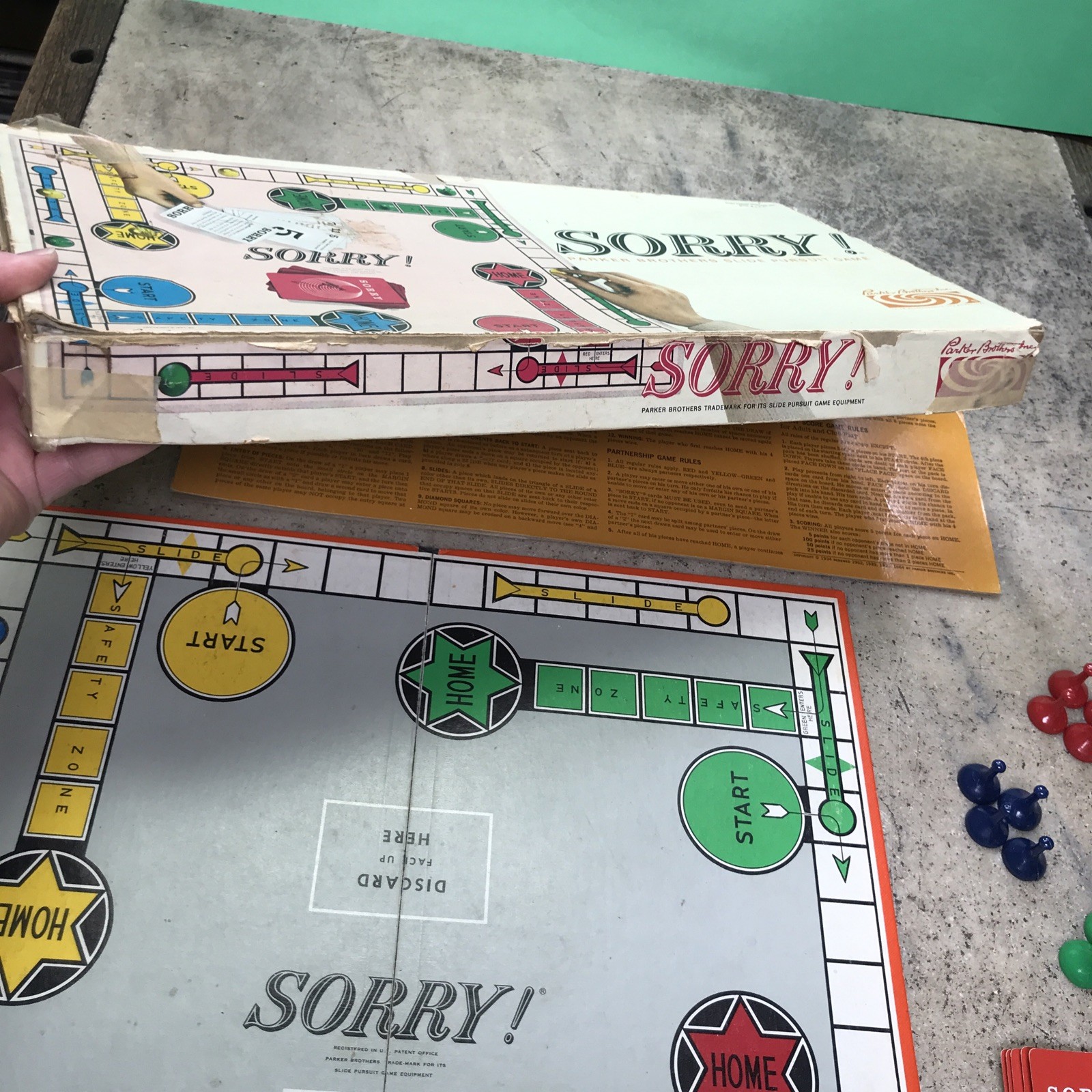 Vintage 1950s 60s SORRY Board Game Parker Brothers 100% Complete – Family Fun!