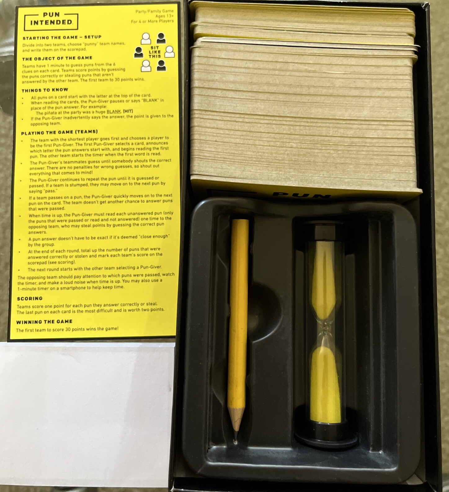 PUN INTENDED Party Game for Pun Lovers 4 Or More Players Age 13+