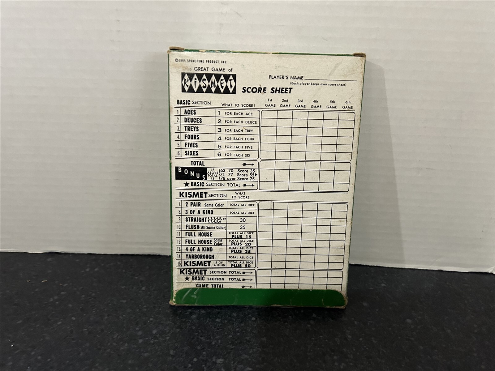 Kismet The Modern Game of Yacht Dice Game Score Pads
