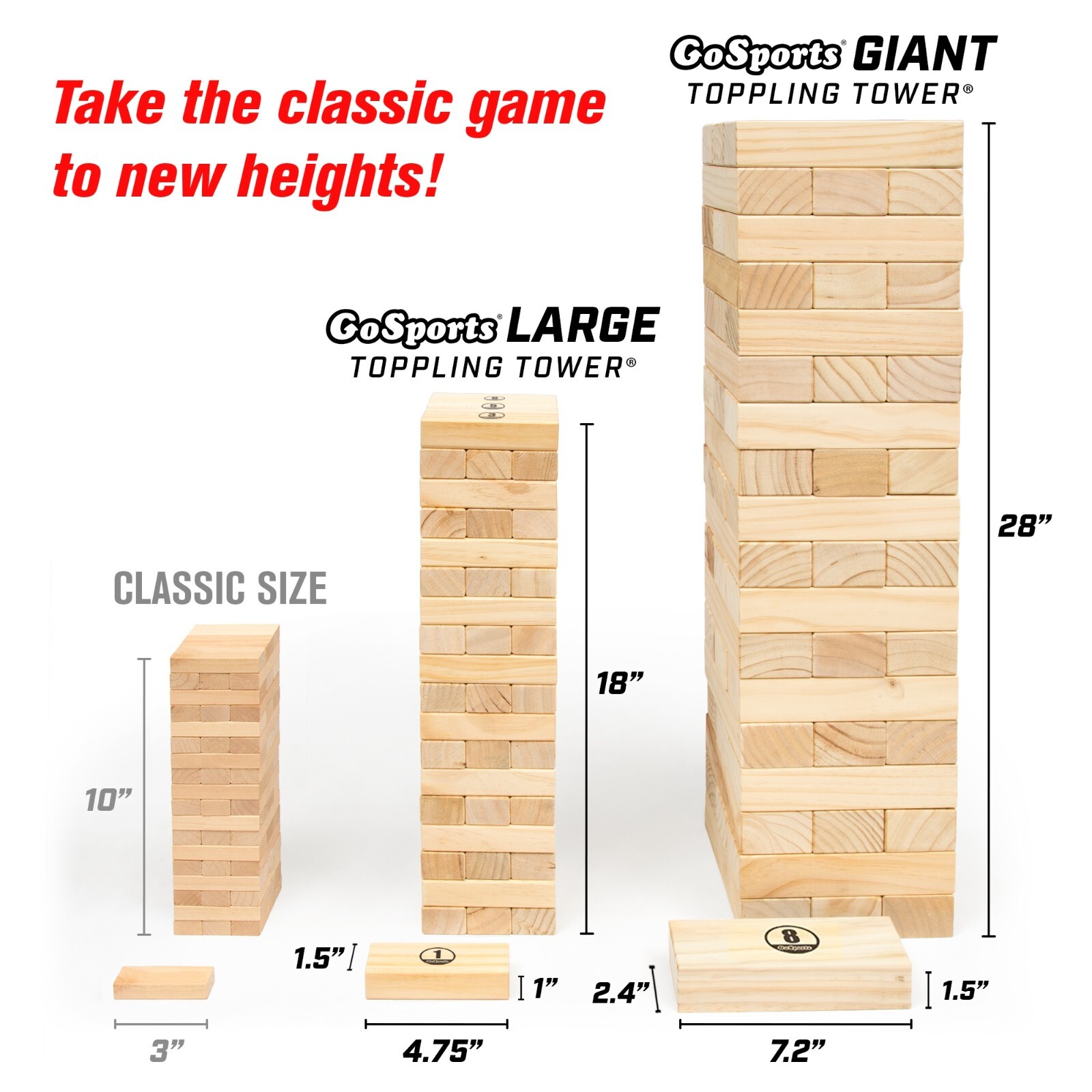 GoSports Giant Toppling Tower + Dry Erase Board for Custom Rules