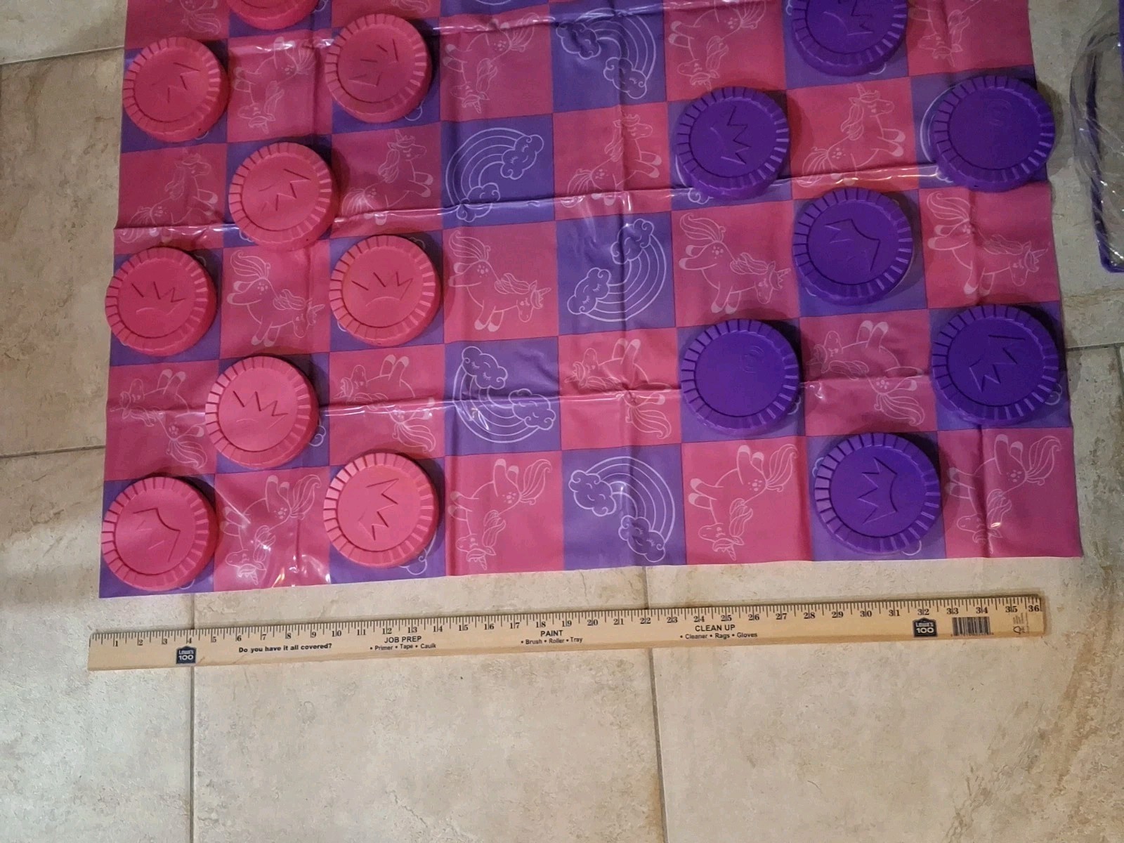 Imperial Floor/Yard Large Jumbo 4.5″ Checkers Complete Set Pink & Purple 37×37″
