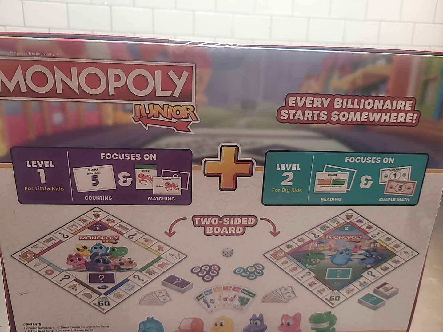 Monopoly Junior Board Game, 2-Sided Gameboard, 2 Games in 1, Monopoly By Hasbro