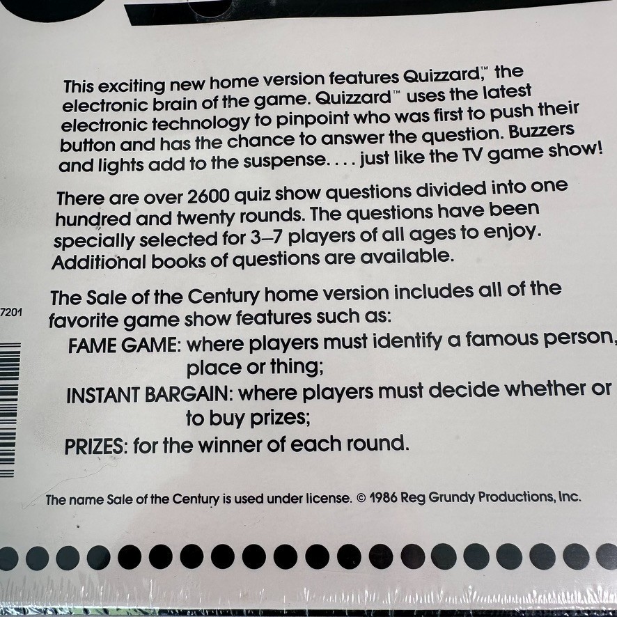 Sale of the Century TV Game Show Quizboard 1986 Vintage Board Game Quizzer