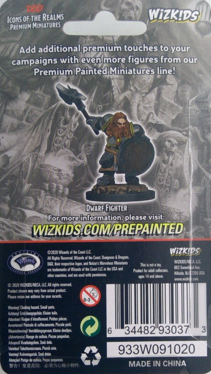 DUNGEONS & DRAGONS ICONS PREMIUM MINIATURES ~ DWARF MALE FIGHTER WITH SHIELD