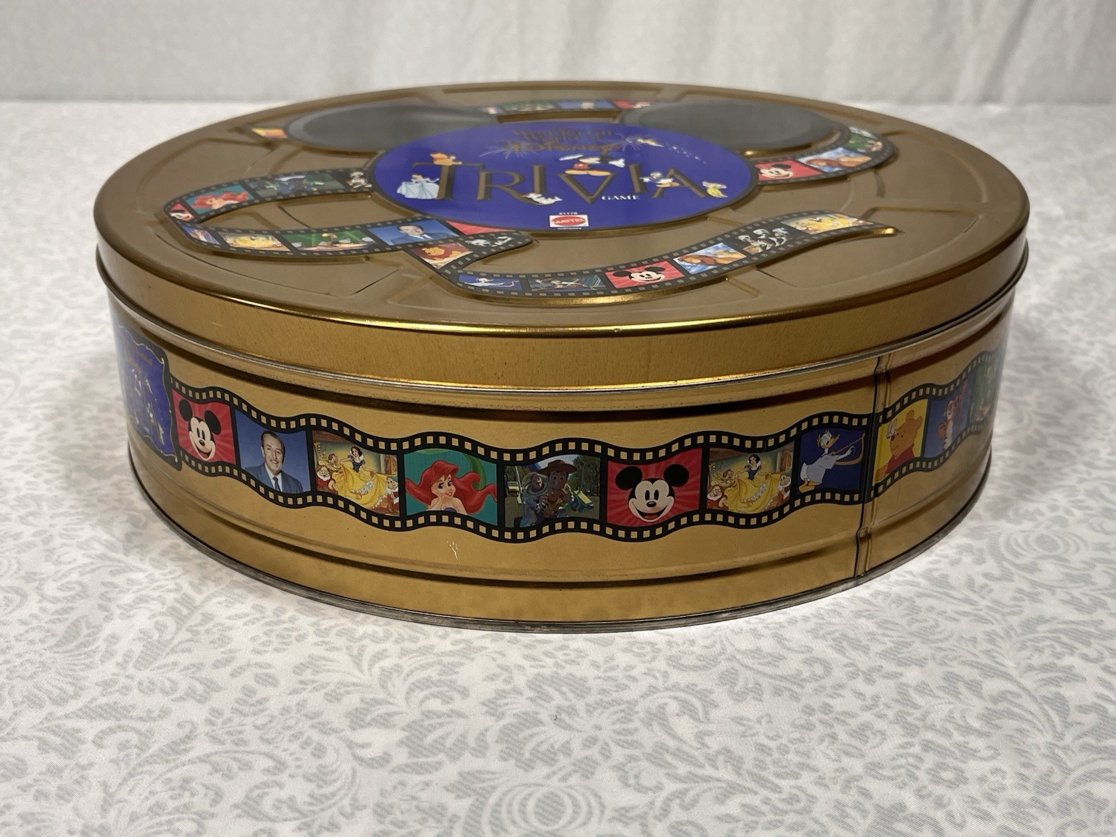 Wonderful World of Disney Trivia Game COMPLETE Gold Tin Mattel Vintage