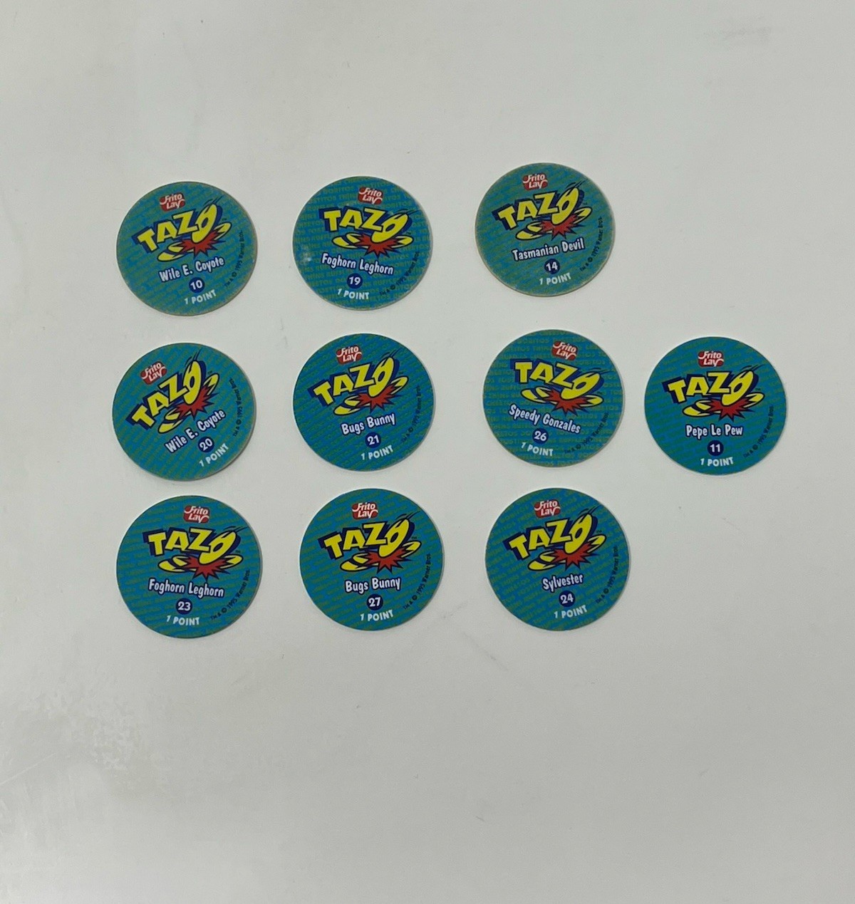 Lot Of 10 Pogs Tazos 1995 Looney Tunes Vintage Chetoos Sabritas