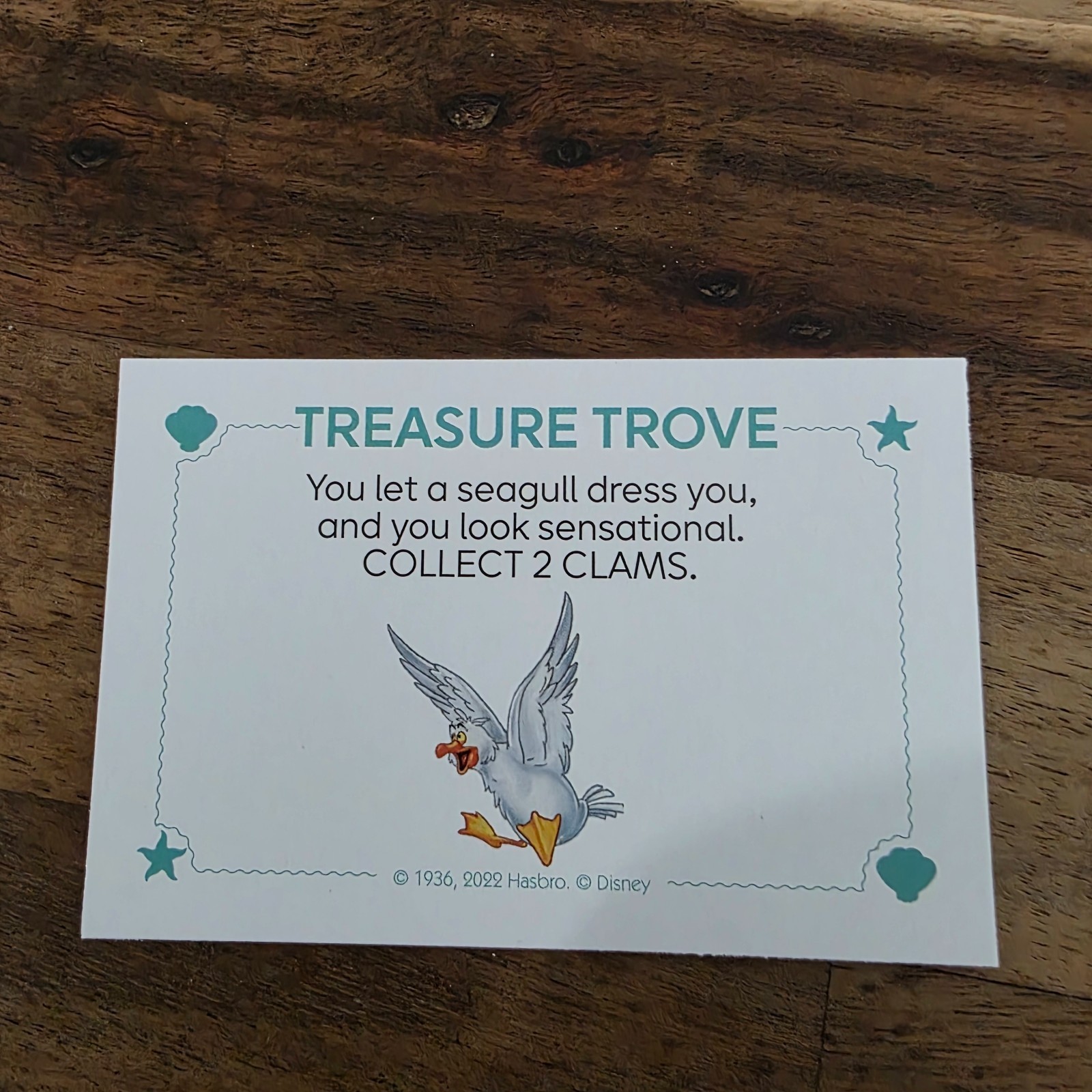 Monopoly Disney Little Mermaid Edition Treasure Trove card only ~ SCUTTLE