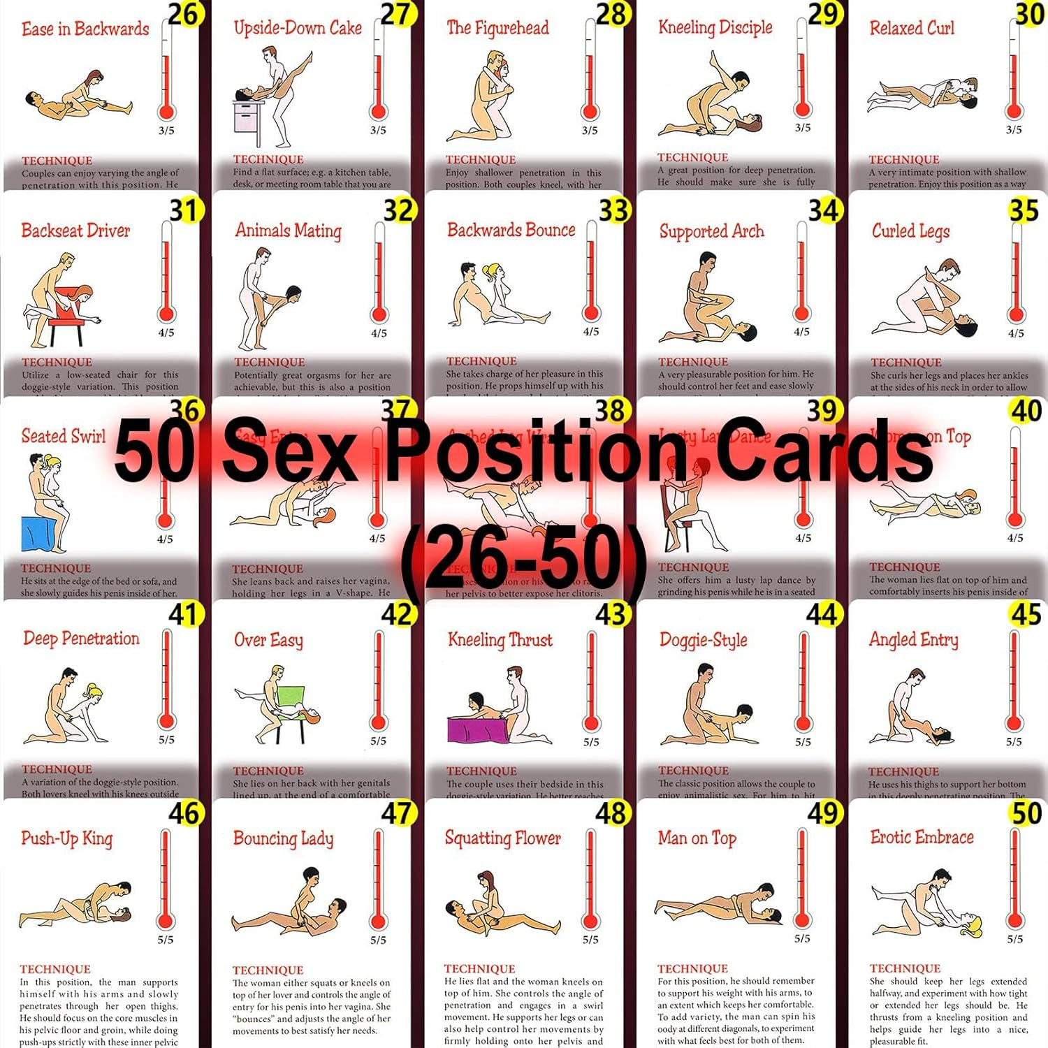 50 Positions Sex Cards with 2 Glow Sex Dice, Sex Game for Date Night Couples Sex