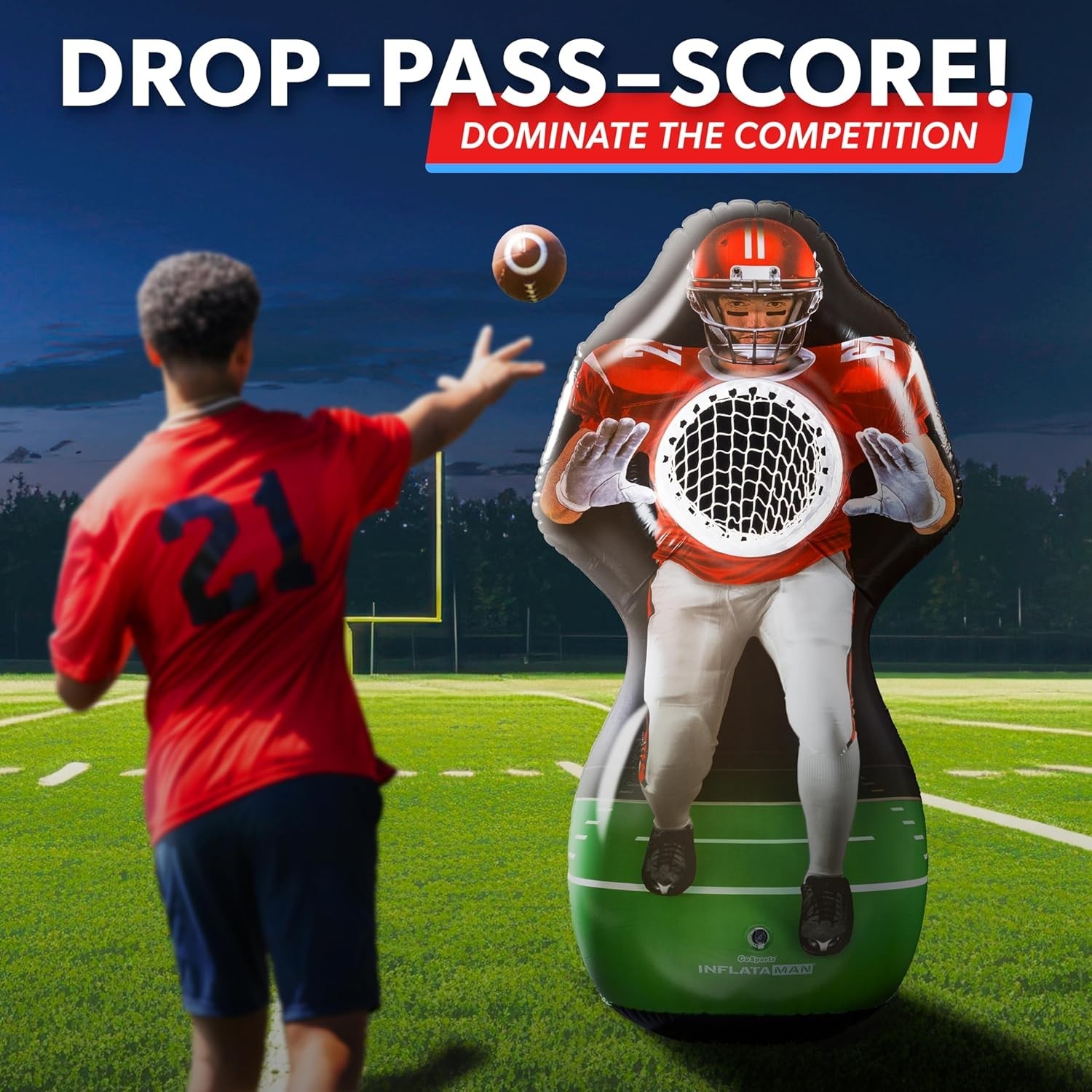 Touchdown Challenge Game – Inflatable Receiver & 4 Rubber s