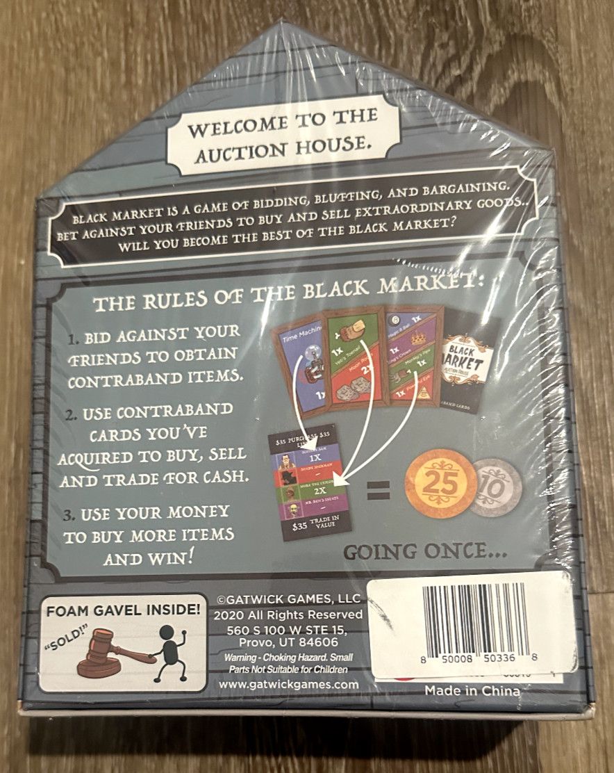 Black Market Auction House Bidding Bluffing & Bargaining 3-6 Players Ages 10+