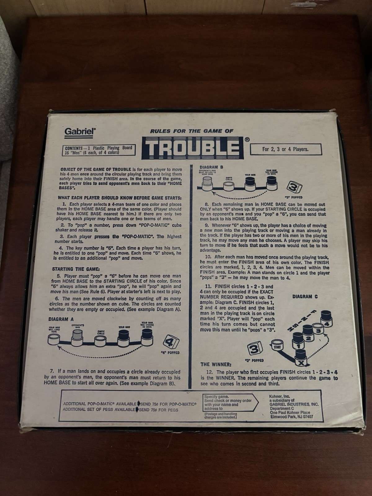 Vintage 1965 Trouble Board Game Pop-O-Matic No. 310 Kohner Bros **Complete**