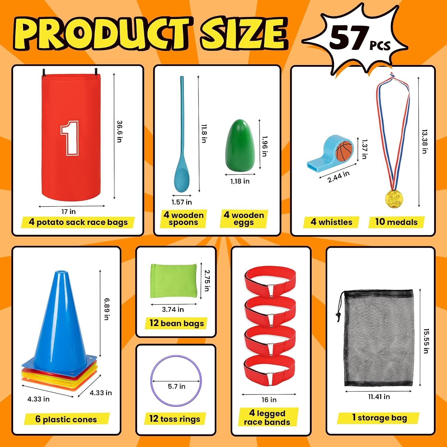 Complete 57 PC Field Day Games Set for Kids & Adults – Carnival Fun Awaits!