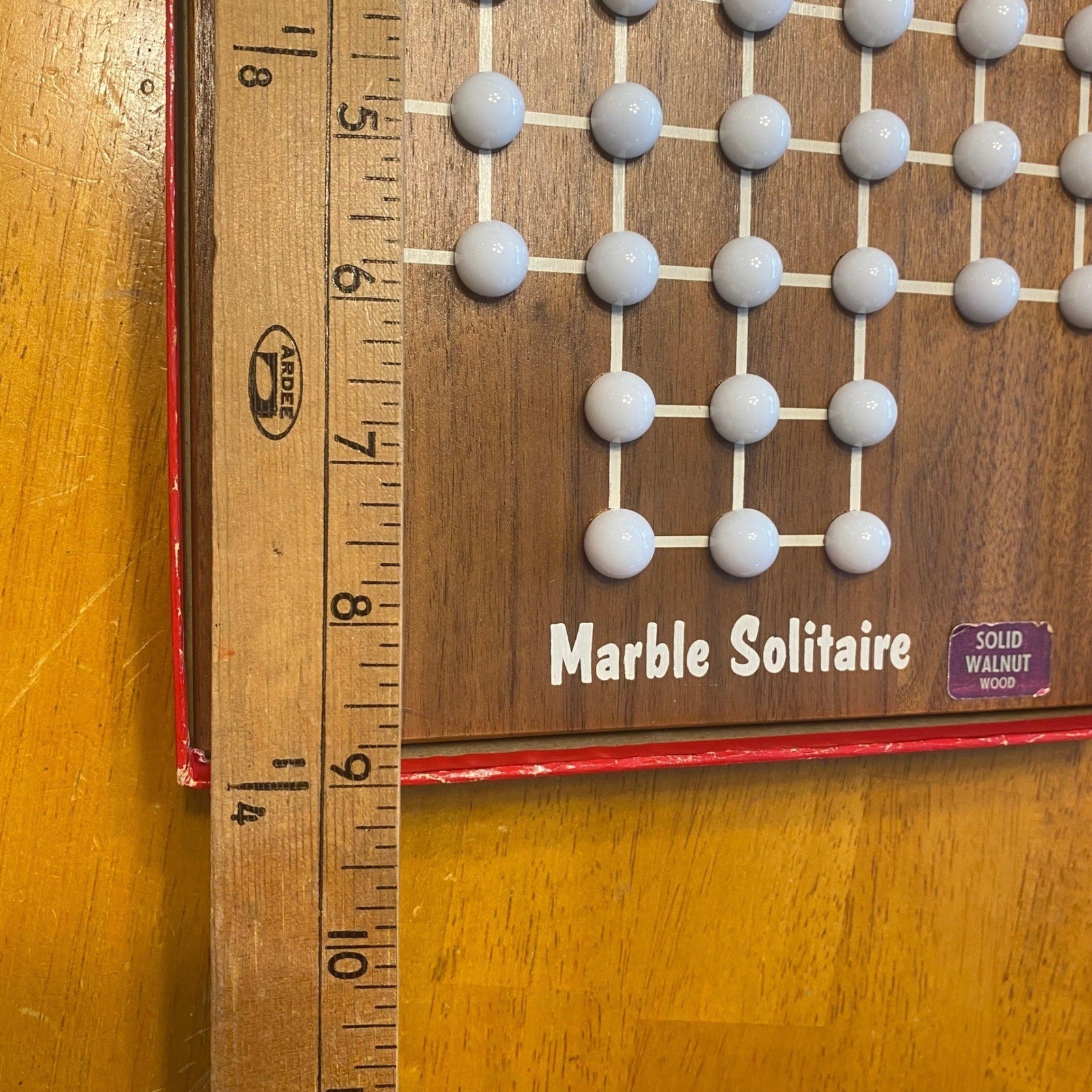 Unbranded Marble Solitaire Board Strategy Game Wooden Walnut Finish With Box