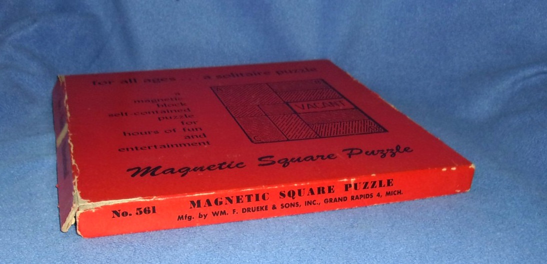 VINTAGE WM. F. DRUEKE & SONS MAGNETIC SQUARE BRAIN TEASE PUZZLE – 1961