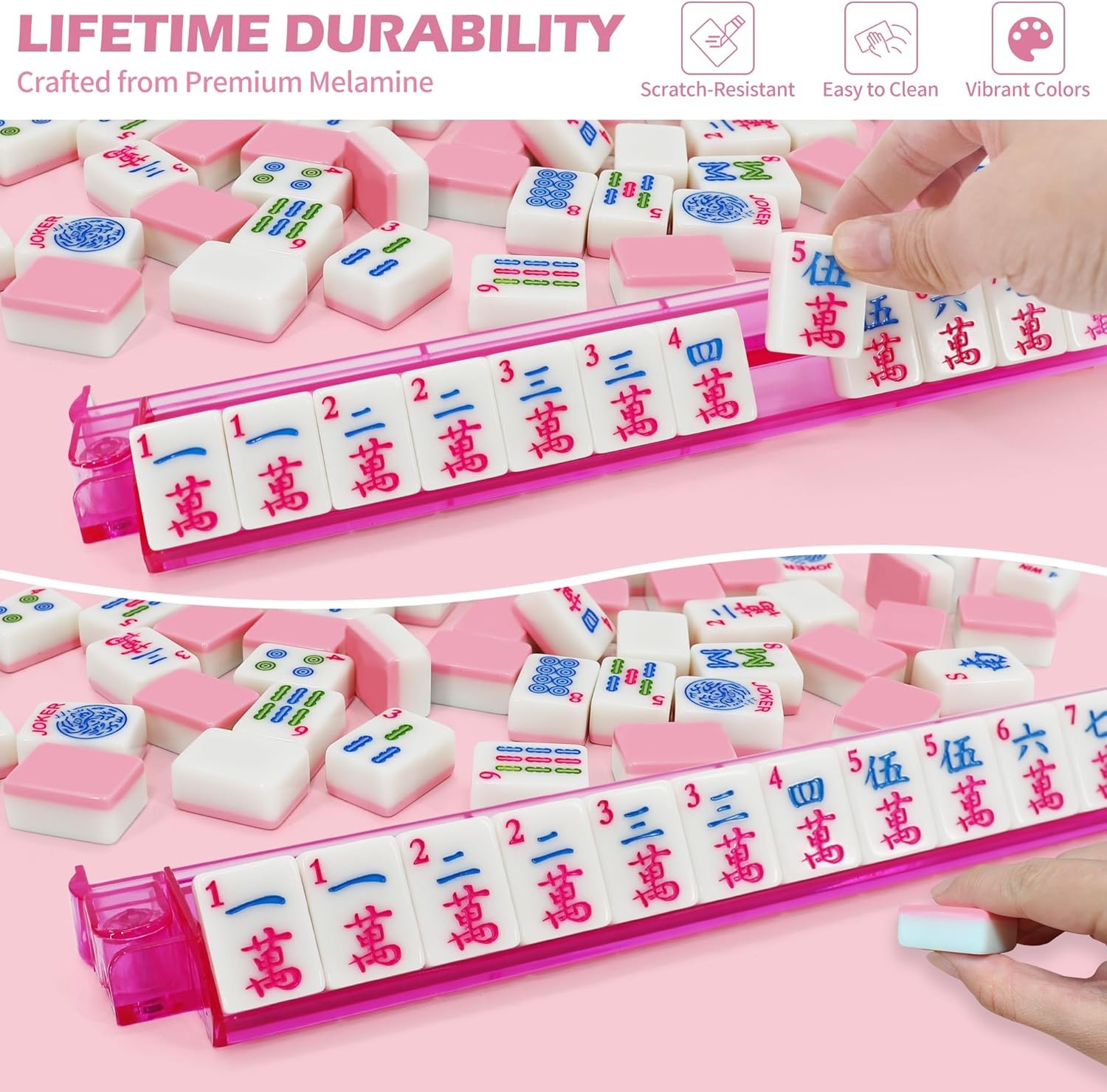 Jolitac American Mahjong Game Set, 166 Premium Tiles, Mahjong Tile Set with Stur