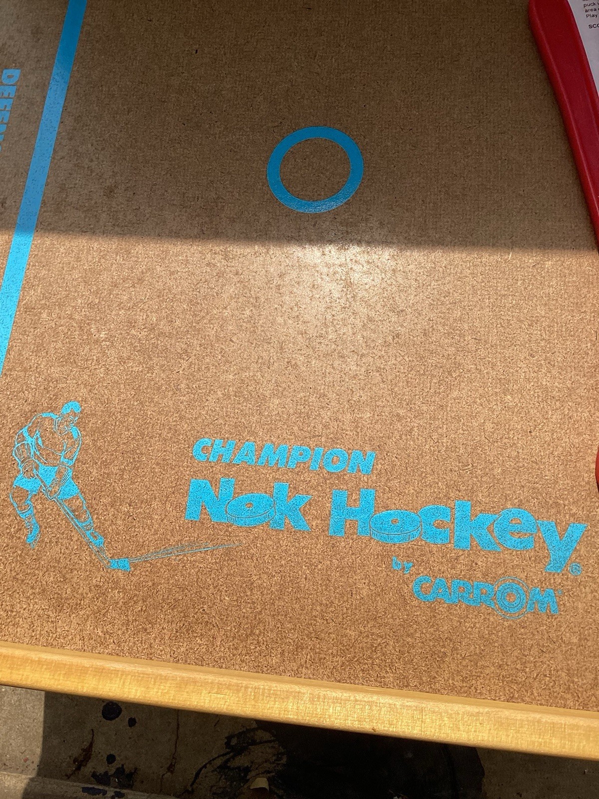 COMPLETE 1980s Carrom Nok-Hockey Board Game w/Original Box Wooden Table Hockey