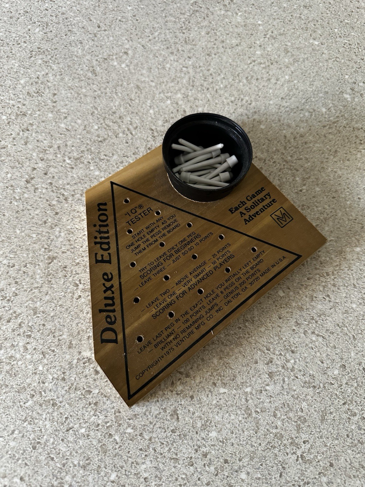 Vintage Triangle Peg Game – Deluxe Edition IQ Tester by Venture MFG Co. 1975 USA