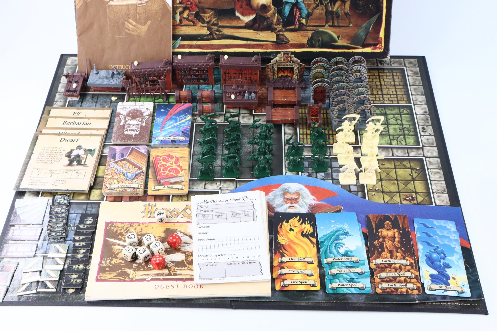 Hero Quest Board Game 1990 Kellar’s Keep, Witch Lord & Barbarian Quest Pack MB