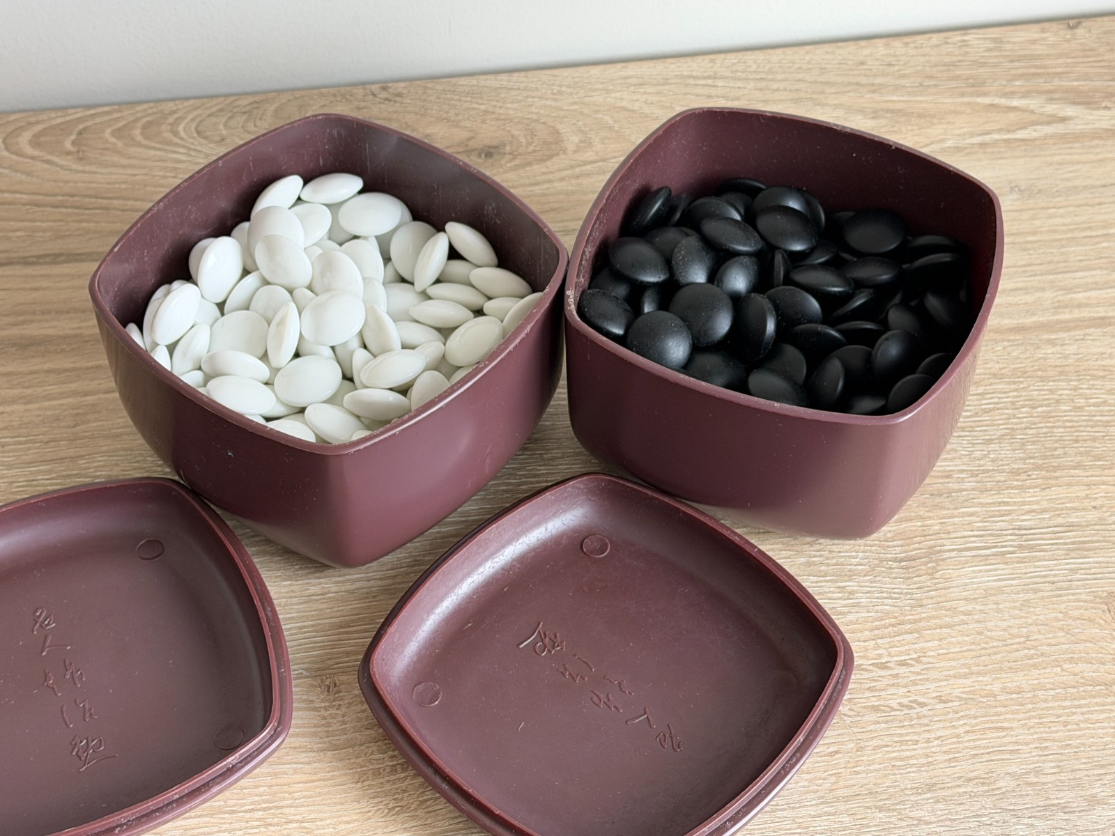 Japanese Go Igo Goishi Game Chip Black White Stones Set Melamine Bowls