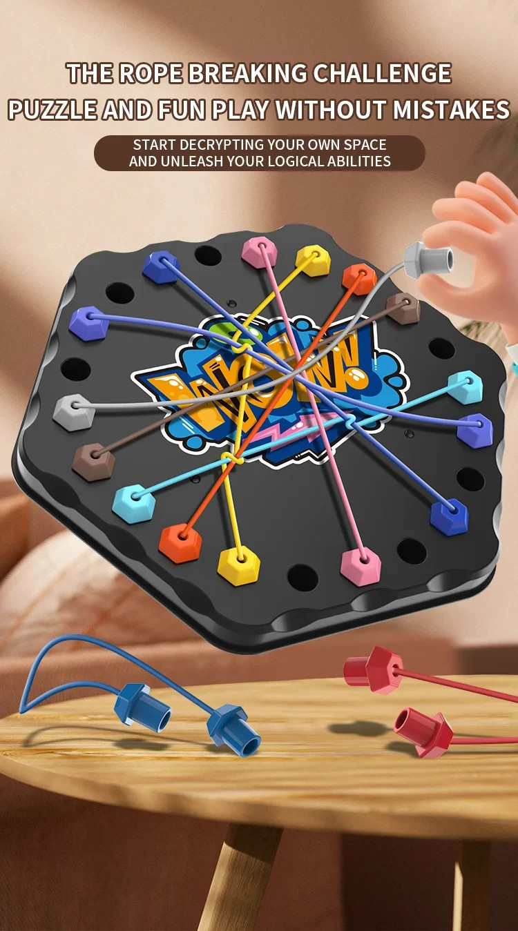 Children Puzzle Board Game Untangle Rope Knots Challenge Social Party Parent-Chi