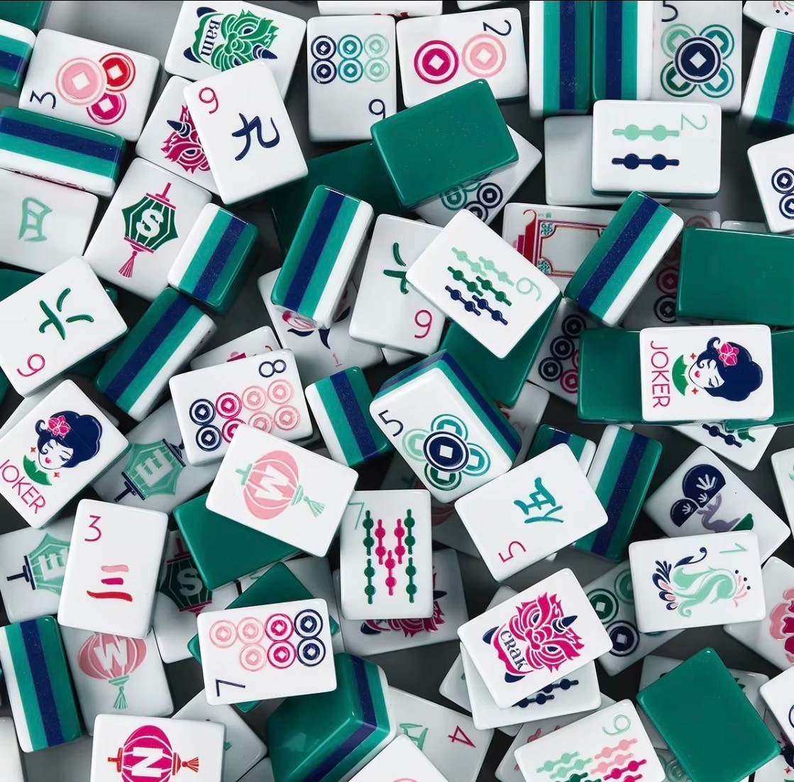 American Mahjong Game Set, 160 Dark Green Layered Mah Jong Tiles