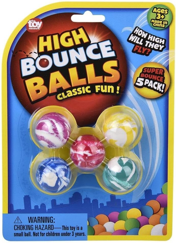 High Bounce Balls – Classic Fun – Pack of Five Balls (Colors Vary)