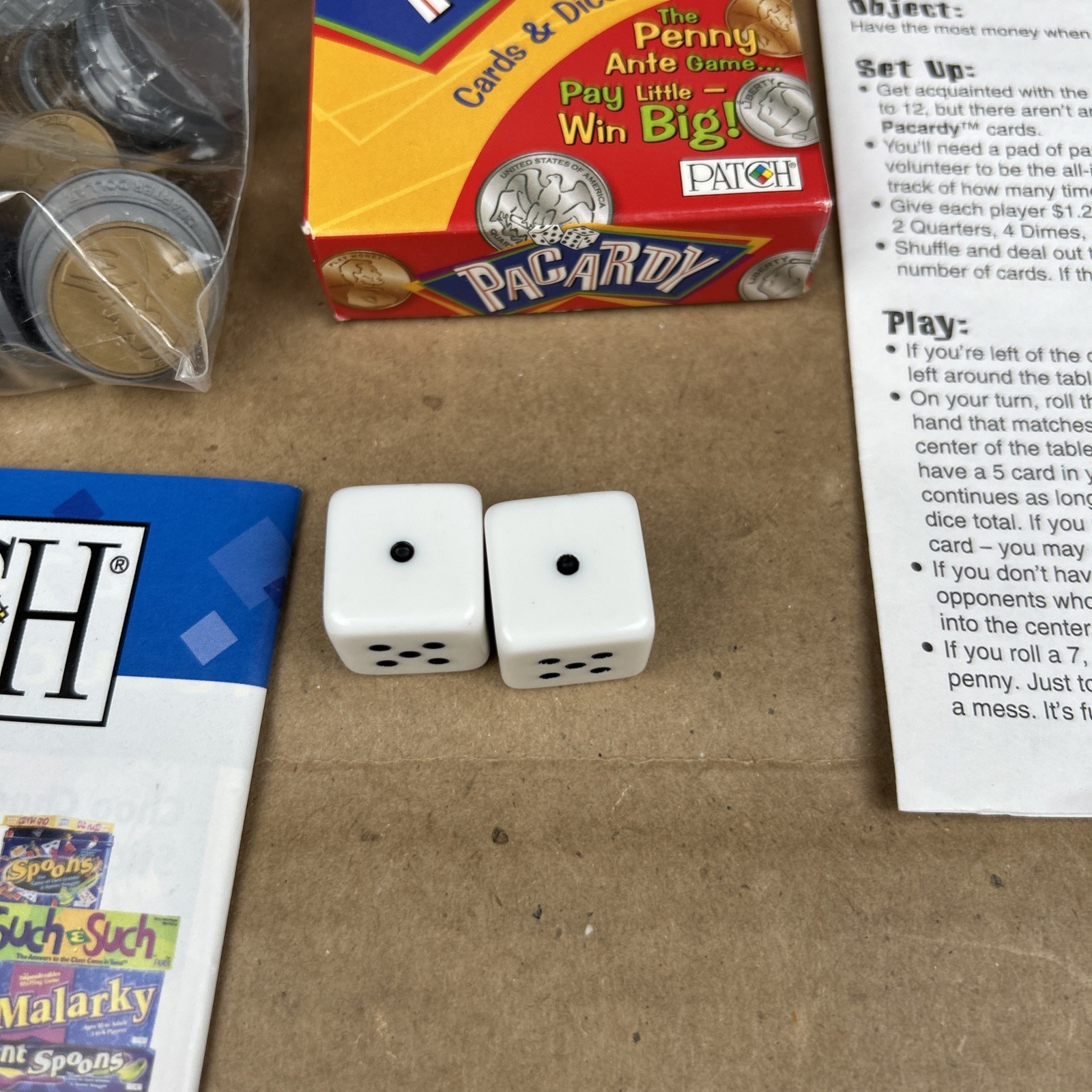 Pacardy Cards And Dice Game 2-6 Players Ages 8+ Patch Products 2005 Complete