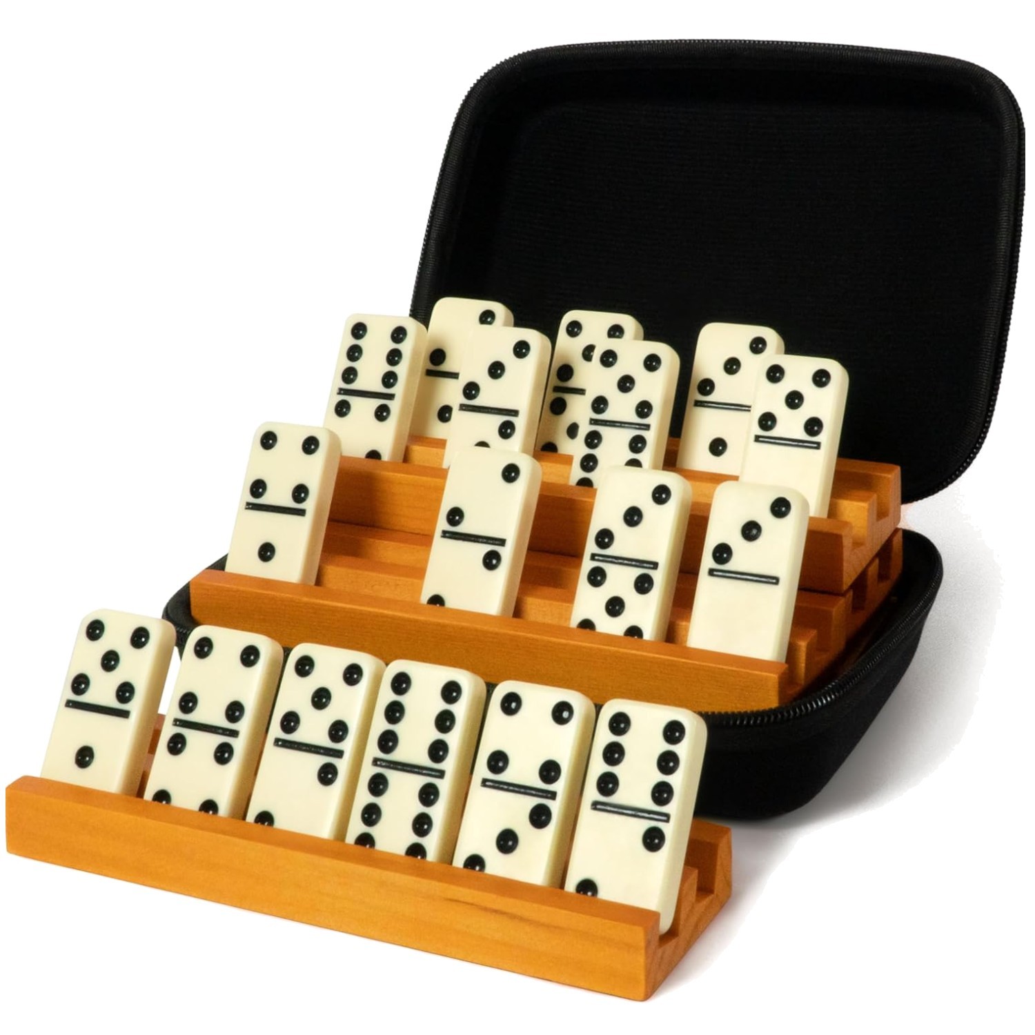 Luxury Domino Set with 4 Racks & Travel Case – Classic Double 6 for All Ages