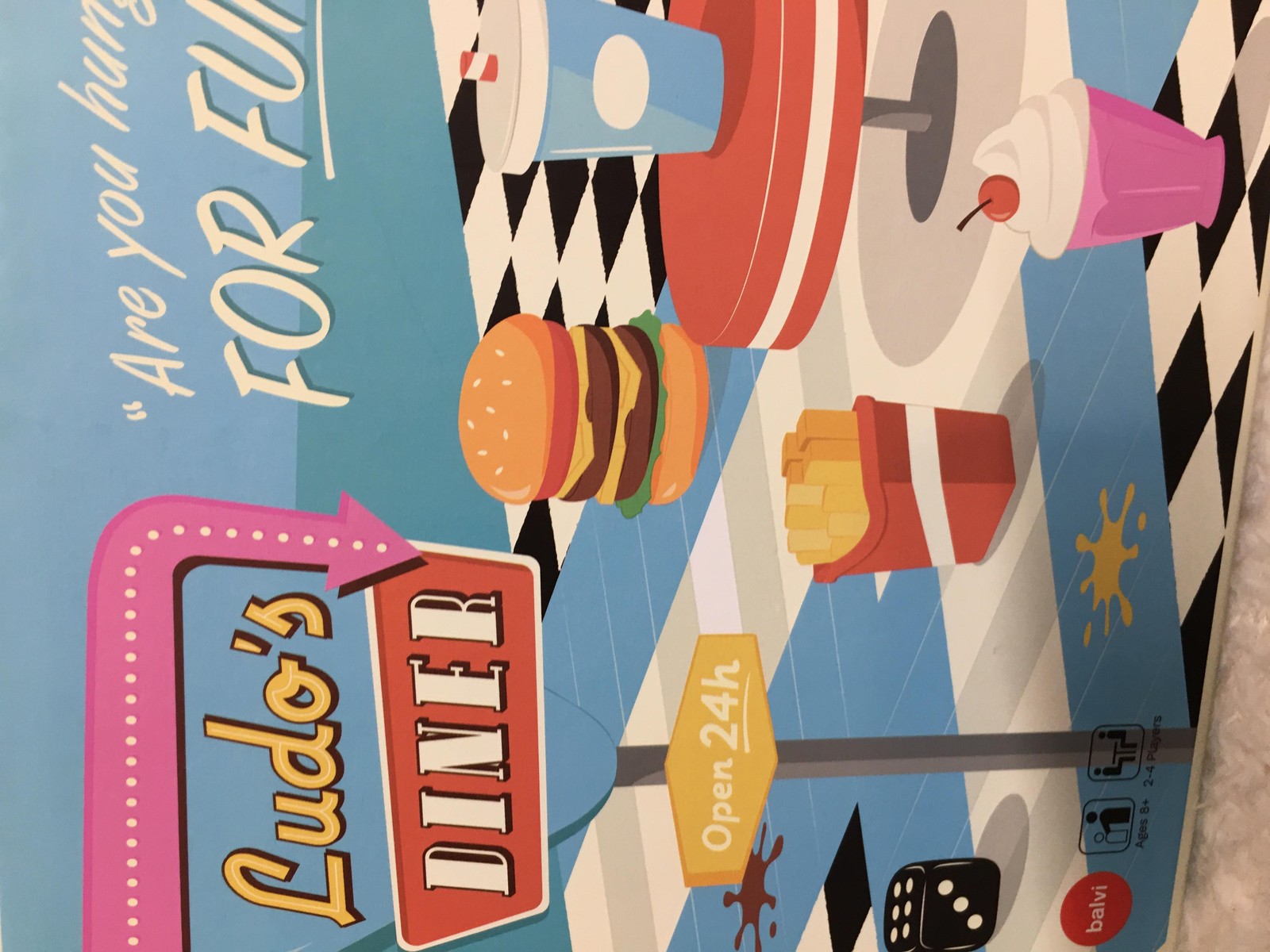 Ludo’s Diner Board Game Retro Food Theme Burgers Fries Shakes Complete Set New