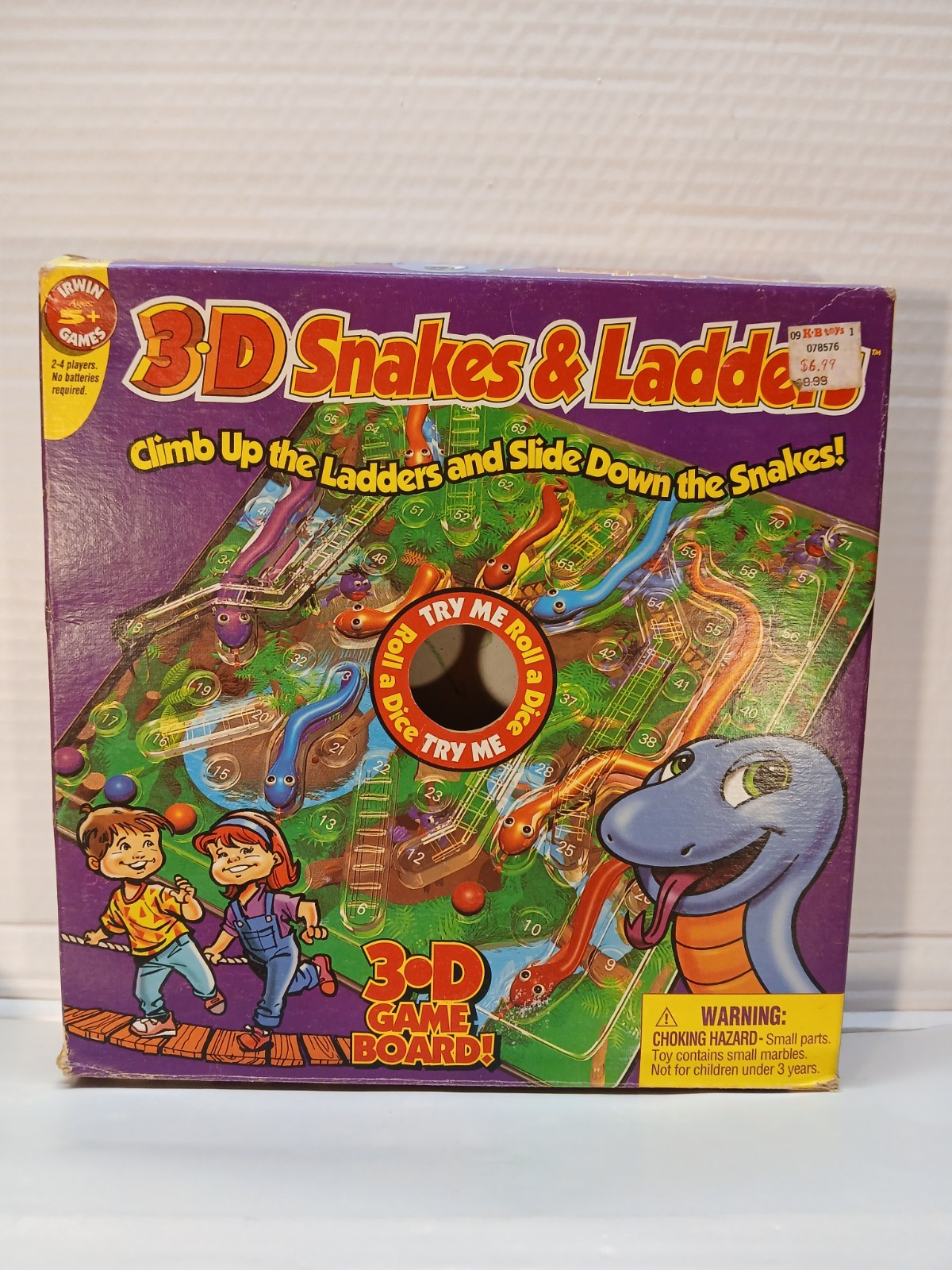 Vintage 3D Snakes And Ladders Board Game Irwin Toys