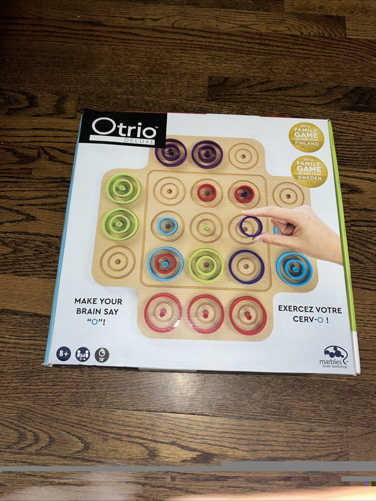 Otrio Deluxe – Tic Tac Toe Strategy Game Wood Board Complete by Marbles Brain
