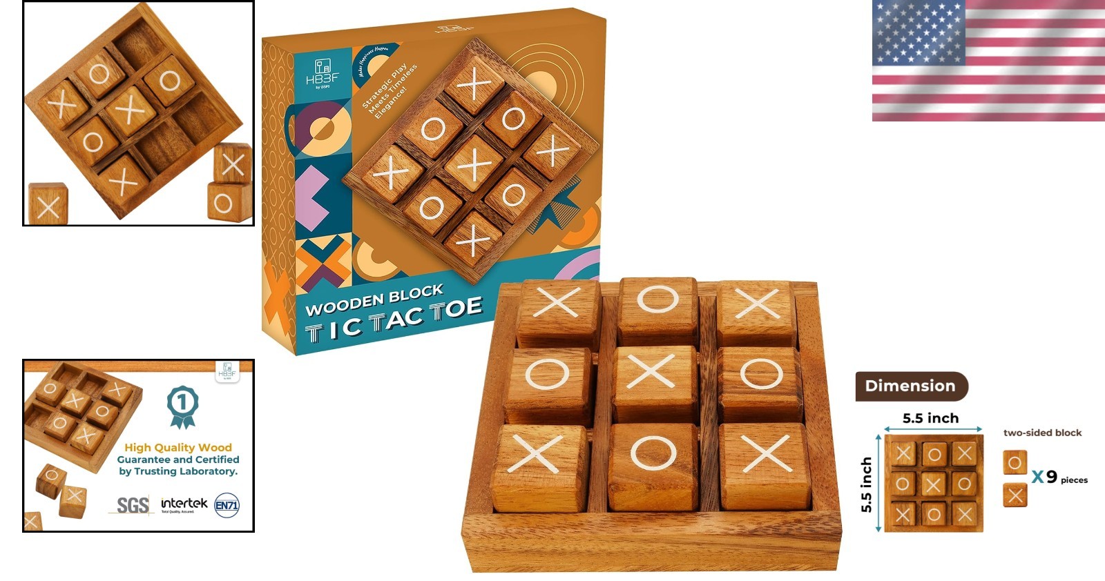 Rustic 5.5-Inch Wooden Tic Tac Toe – Family Game & Home Decor Centerpiece