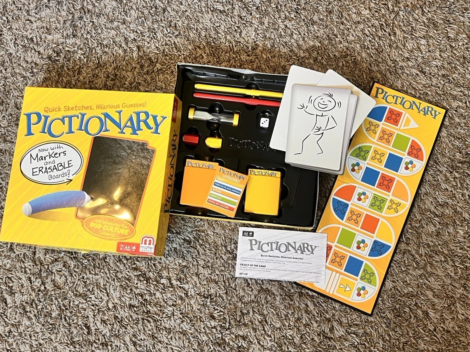 Pictionary by Mattel Markers & Erasable Boards Pop Culture Category COMPLETE