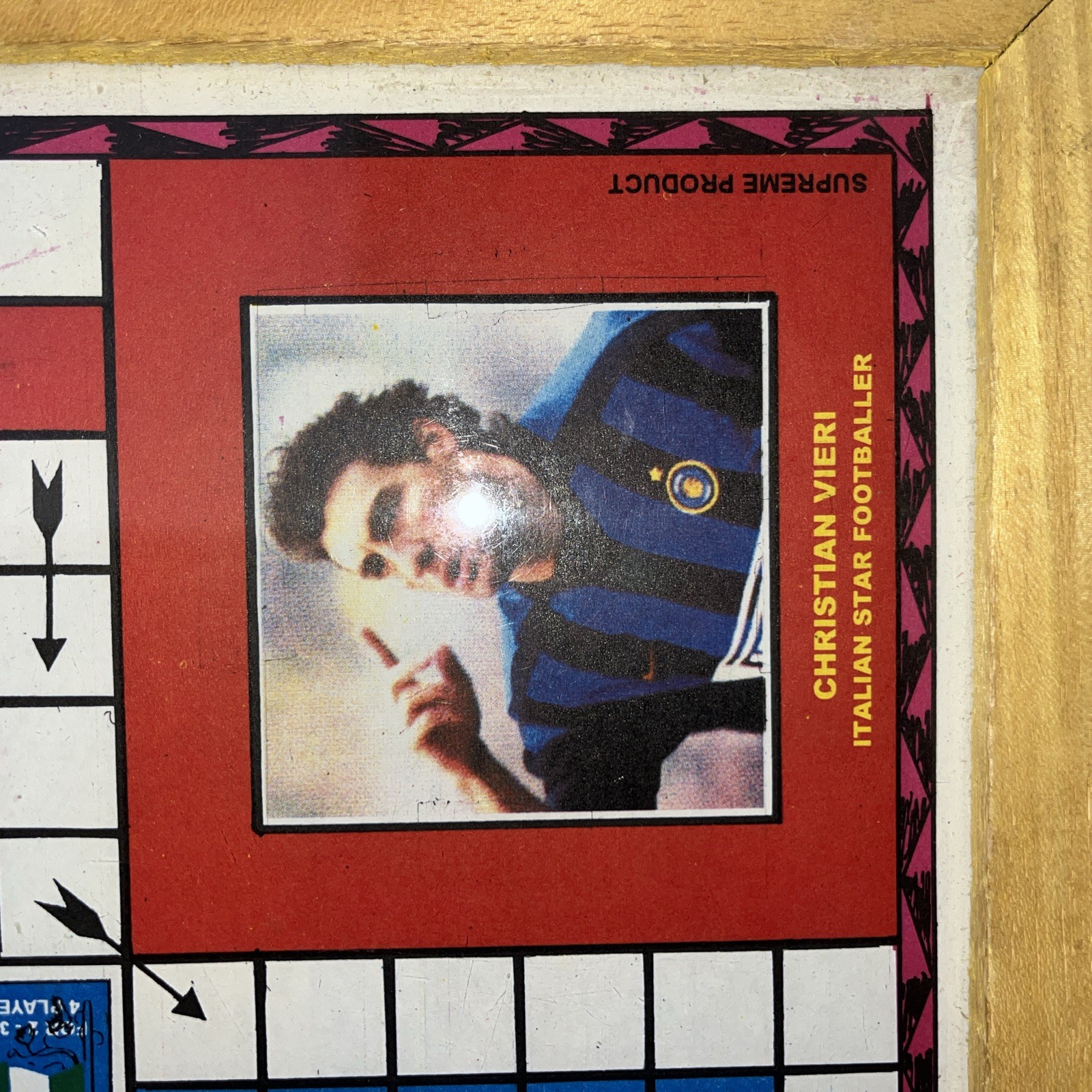 Framed Wooden Snakes Ladders Game Double Sided Soccer Stars BOARD Only 13 In Sq