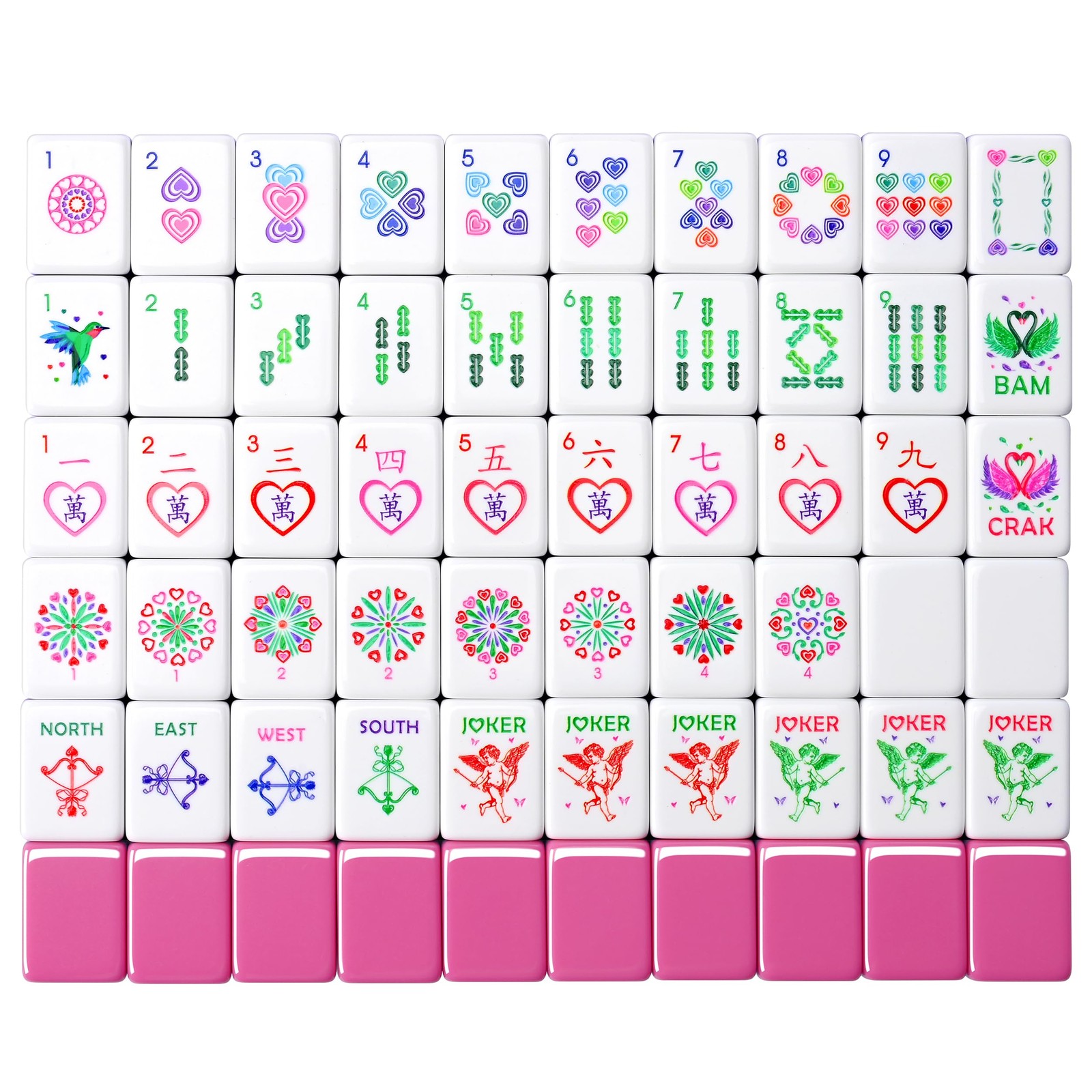 Binood American Heart-Shaped Mahjong Set – 160 Premium Acrylic Tiles, 4-Layer…